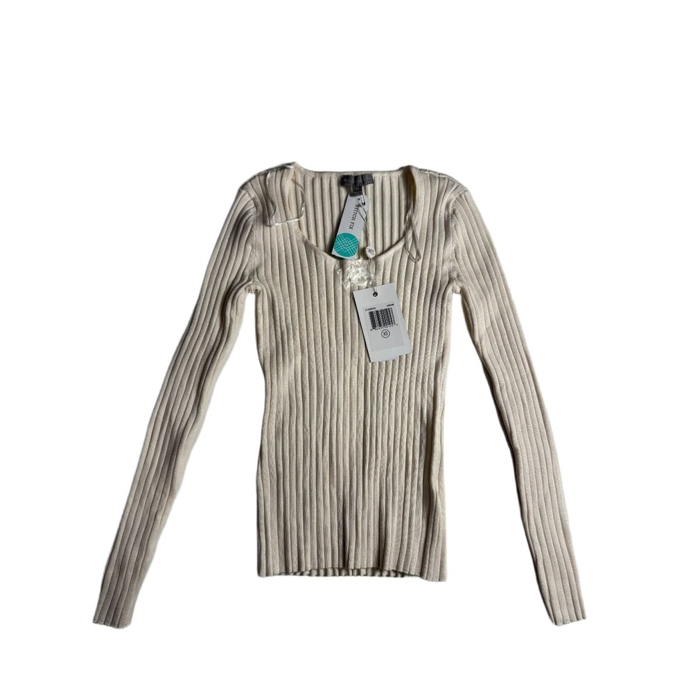 Evolution by Cyrus Kylie Ribbed Long Sleeve Sweater Womens XS Cream Stitch Fix N